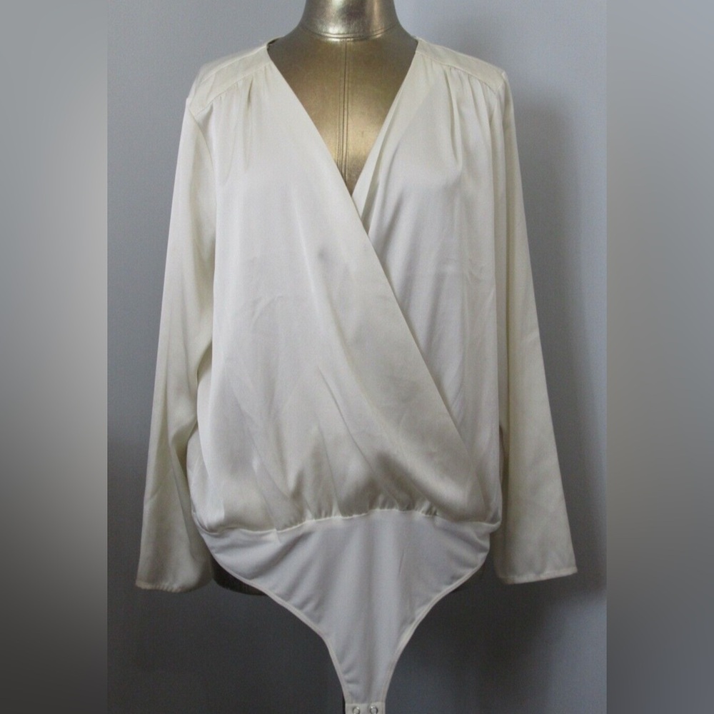 Express Elegant Cream Wrap BodySuit Blouse
